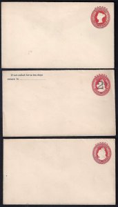 CANADA 1880's THREE QUEEN VICTORIA POSTAL COVERS ALL DIFFERENT MINT