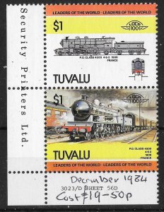 TUVALU SG279ba 1984 LOTW  RAILWAY LOCOMOTIVES WMK PAIR MNH
