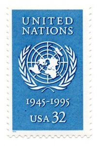 1995 United Nations Single 32c Postage Stamp, Sc# 2974, MNH, OG