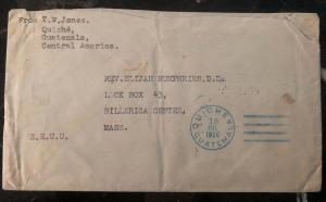 1926 Quiche Guatemala Missionary Cover To Rev Humphries Billerica Ma USA
