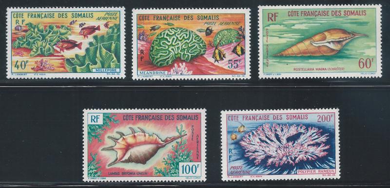 Somali Coast, 1962-1963, Scott #C26-C30 mint, NH/LH, Cplt. Set of 5,  V.F.