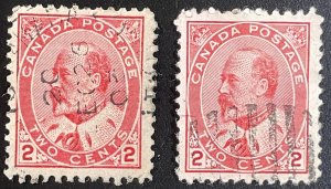 Canada #90,90e F/VF Used 2c King Edward VII 1903 (Type I and II) [B17.6.1]