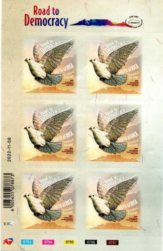 South Africa - 2022 Road to Democracy Dove Sheet Reprint MNH**