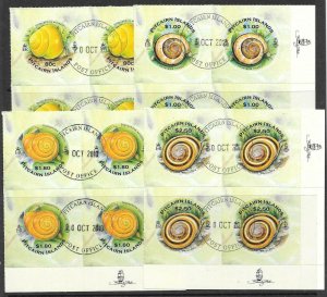 PITCAIRN ISLANDS SG816/9 2010 ENDEMIC SNAILES BLOCK OF 4 FINE USED