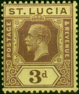 St Lucia 1926 3d Purple Pale Yellow SG100 Fine MNH