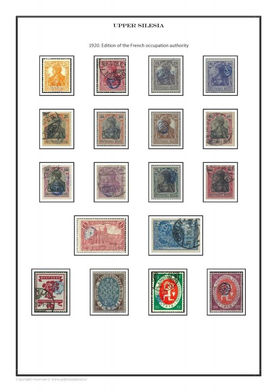 Upper Silecia 1920-1922 PDF (DIGITAL)  STAMP ALBUM PAGES