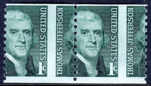 USA — SCOTT 1299 — 1¢ JEFFERSON COIL — MISPERFED PAIR