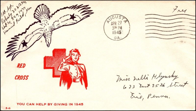 27 Apr 1945 WWII Patriotic Red Cross Showing Nurse Saluting Sherman 6452