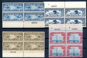 USAstamps Unused FVF US 1926 Airmail Block Set Scott C7, C8, C10, C11 OG MNH 