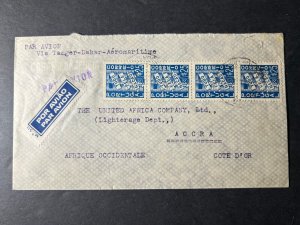 1939 Portugal Airmail Cover Lisbon to Accra Cote Dior French Africa