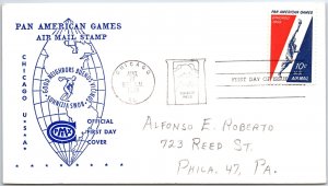 US FIRST DAY COVER PAN AMERICAN GAMES 10c AIRMAIL THERMO CACHET 1959