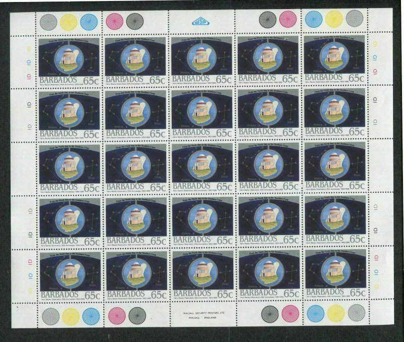 1988 Barbados Postage Stamps #735-738 Full Sheets Set- Harry Bayley Obsveratory