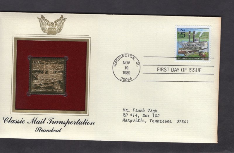 2435 Steamboat, FDC PCS Gold Replica addressed