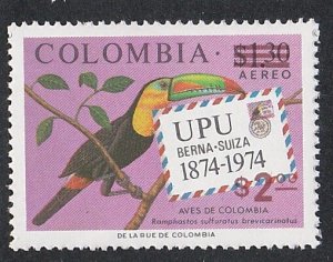 Colombia # C656, UPU, Bird Stamp Surcharged, Mint NH..