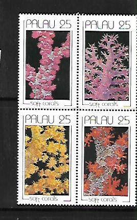 PALAU, 230A, MNH, SS, BLOCK OF 4, CORAL