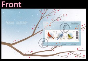 Canada 3363 Christmas Holiday Birds souvenir sheet FDC 2022