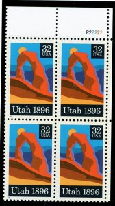 US  3024 Utah Statehood 32c - Plate Block of 4 - MNH - 1996 - P22222 UR