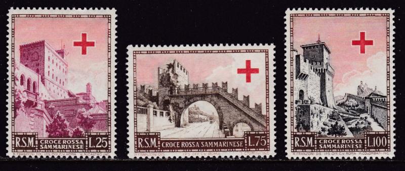 San Marino 1951 Scott 305-307 Complete (3) San Marino Red Cross  VF/NH(**)