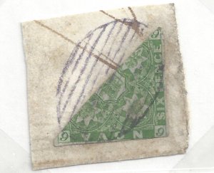 CANADA  NOVA SCOTIA # 4a USED 6d BISECT IMPERFORATE HERALDIC FLOWERS BS27804