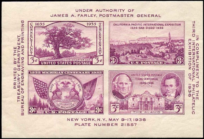 United States souvenir sheet, Scott #778, in MH F/VF condition