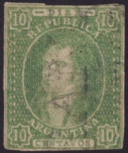 Argentina 1864 #12 10c Green f u f