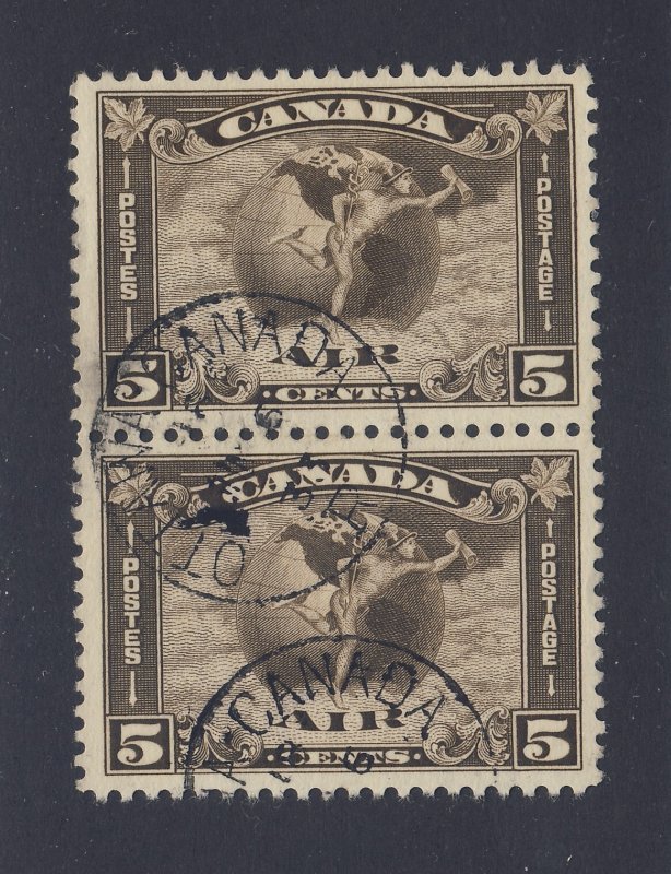 2x Canada Air Mail Used Stamps Pair of #C2-5c F/VF Guide Value = $52.50