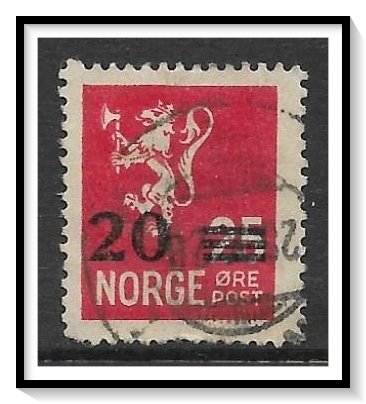 Norway #131 Lion Rampant Surcharged Used