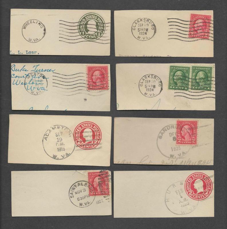 24 Stamps & Cancels of W. VA. Cities & Towns Cut From Paper