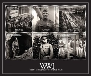 Tuvalu 2014 - World War I 100th Anniversary - Sheet of 6 Stamps Scott #1269 MNH