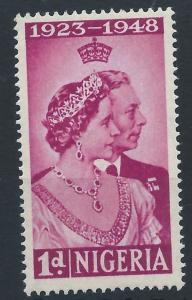 NIGERIA 1948 Sg62 Royal Silver Wedding 1d - mauve Mint MH 