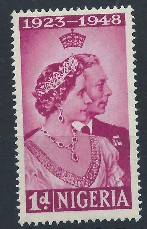 NIGERIA 1948 Sg62 Royal Silver Wedding 1d - mauve Mint MH 