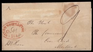 1844 SFL Quebec Sept 10, 1844 to Montreal, red oval Steamboat Letter Q 184 ...