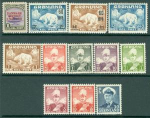 GREENLAND : Nice group of singles & part sets. Very Fine, Mint Original Gum H.