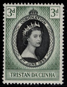 TRISTAN DA CUNHA QEII SG13, 3d 1953 CORONATION, NH MINT.