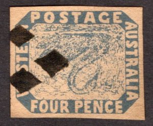1854, Western Australia, Inverted Swan, Used, Sc 3a, Forgery