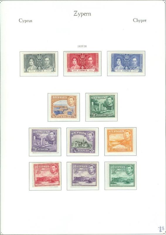 CYPRUS : A Beautiful all Mint, Very Fine Original Gum collection on album pages.