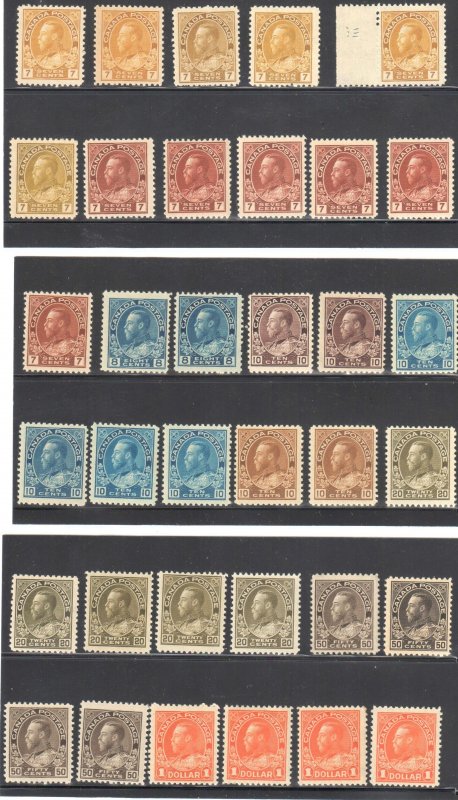 Canada #104 to 122 Mint NH Admiral Collection + varieties--95 Stamps C$22,500.0