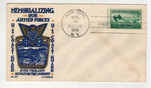 WW2 Patriotic 1945 STAEHLE FDC HONORING ARMED FORCES COAST GUARD 936-24 NU ART