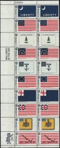 US Scott# 1354a  1968 6c red, gold & bl Litho&Historic Flags '; TAGGED