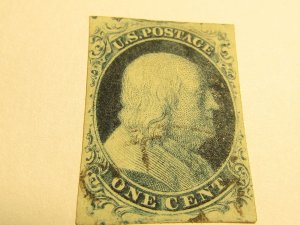 US Stamps Scott #7, Used, SCV $150.00 for: A Relief from PLATE 2, w/Certificate,