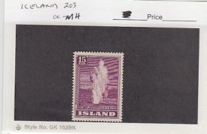 J25790  jlstamps 1938-47 iceland mh #203 geyser checked for condition