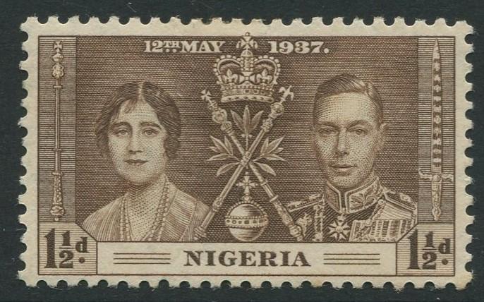 Nigeria -Scott 51 - Coronation Issue -1937 - MH - Single 1.1/2d Stamp