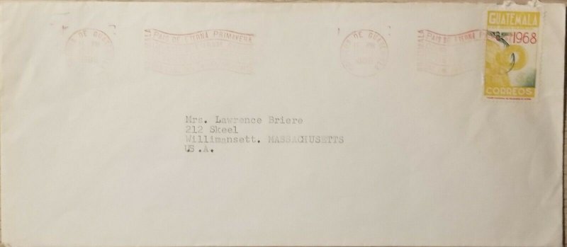 A) 1969, GUATEMALA, COVER SHIPPED TO MASSACHUSETTS-UNITED STATES, SLOGAN CANCELA 