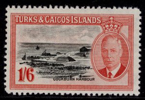 TURKS & CAICOS ISLANDS GVI SG230, 1s 6d black & scarlet, NH MINT. Cat £16.