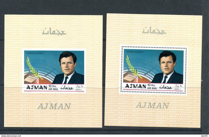 Ajman 1969 2 SS Perf+Imperf Edward Kennedy MNH 13722