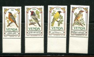 Venda South Africa 1985 Birds Set 4 Stamps Sc 116-119 SG 103/6 MNH