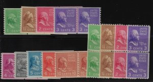 Scott #839-851 - $135.00 – F/VF-OG-NH – P.O. fresh set of joint line pairs