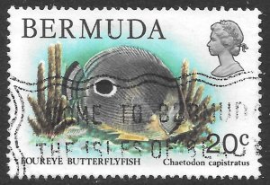 Bermuda 20c Foureye Butterfly Fish issue of 1978, Scott 371, Used