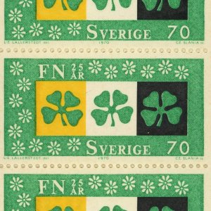 Sweden #870a United Nations 25 Years Booklet Pane 8 Stamps Europe 1970 Mint NH