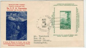 1937 GREAT SMOKY MOUNTAINS SOUVENIR SHEET 797 DIFFERENT 8/28 CONVENTION CANCEL!